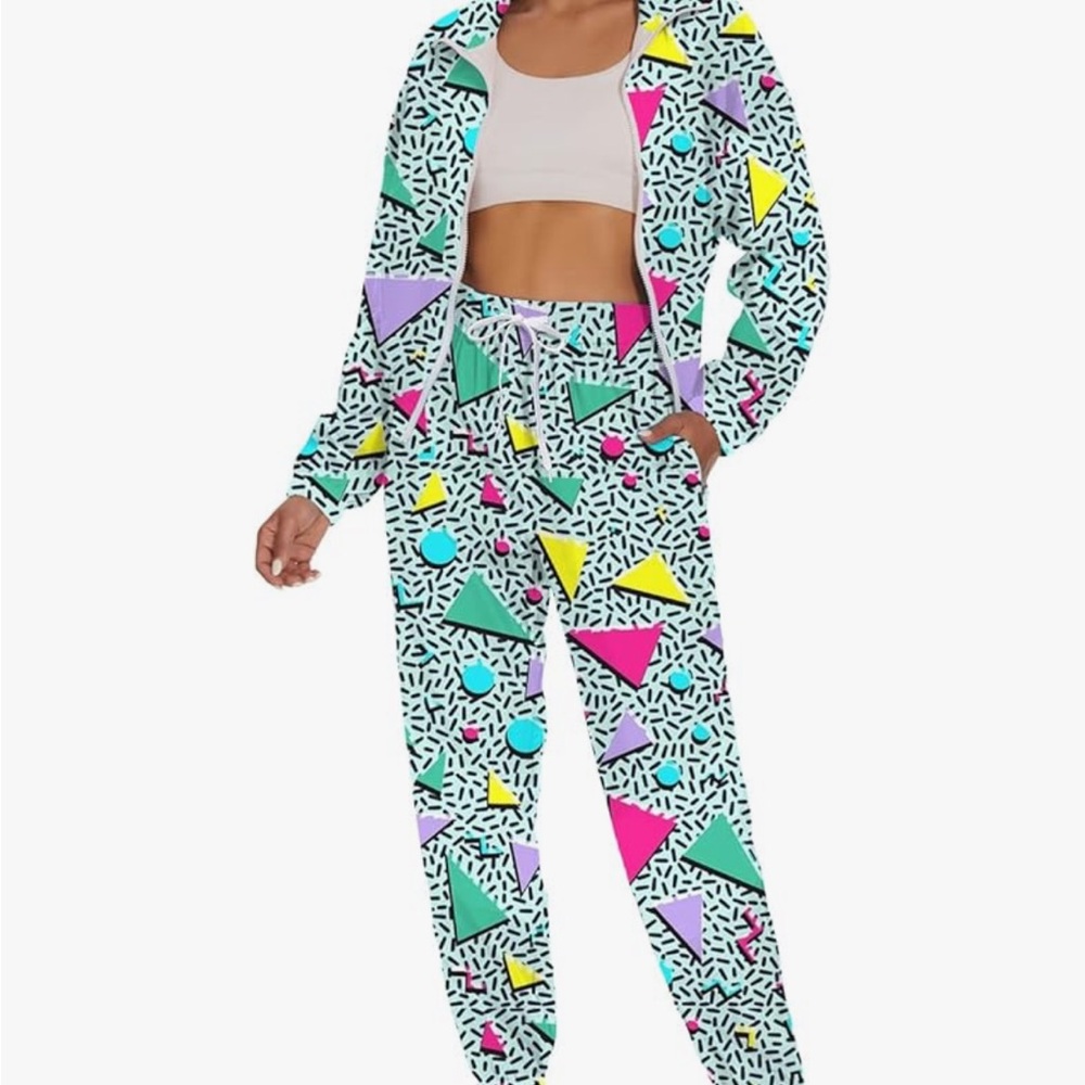 Colorful Geometric 80s Women's Jumpsuit